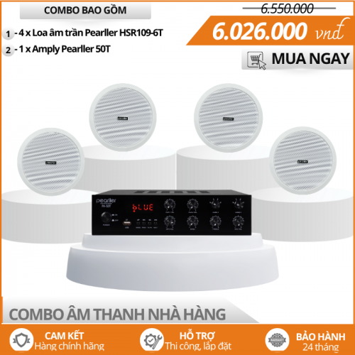 Bộ 4 Loa Âm Trần Pearller HSR109-6T Cho Nhà Hàng