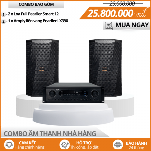 Bộ Âm Thanh Công Suất Lớn Nhà Hàng - 2 Loa Full Pearller Smart 12