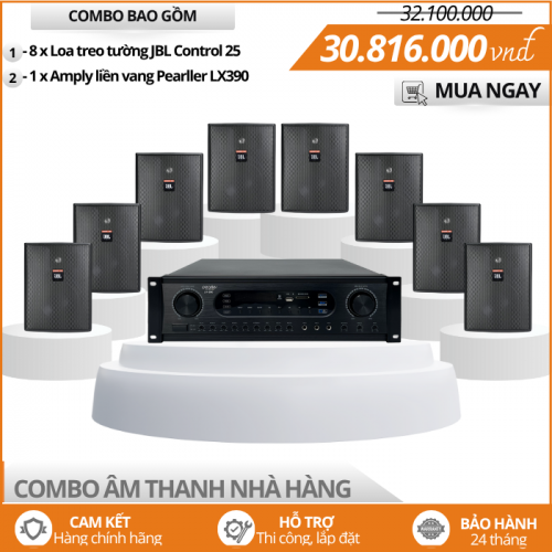Dàn Loa nghe nhạc nhà hàng - Bộ 8 loa treo tường JBL Control 25