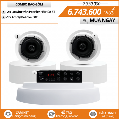 Bộ 2 loa âm trần nghe nhạc Pearller HSR108-5T