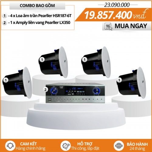 Bộ 4 loa âm trần Pearller Cao Cấp HSR187-6T