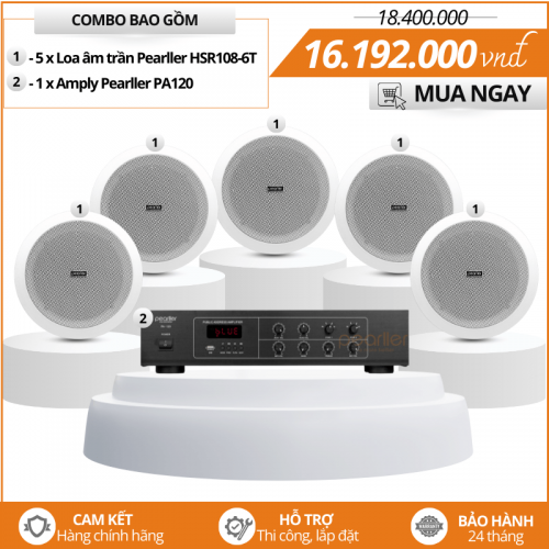 Bộ 5 loa âm trần nghe nhạc Pearller HSR108-6T
