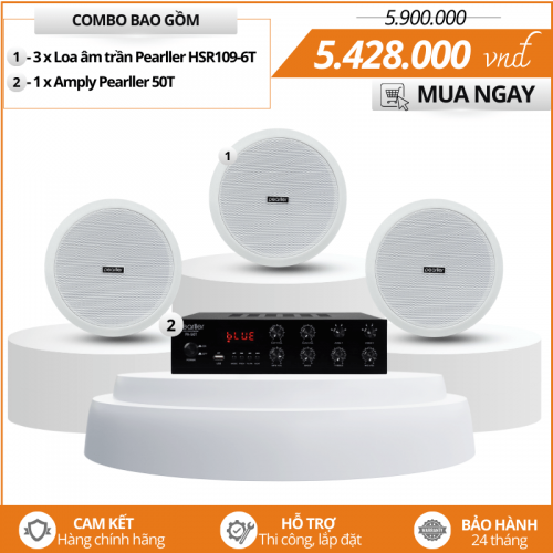 Bộ loa âm trần nghe nhạc Background Pearller HSR109-6T
