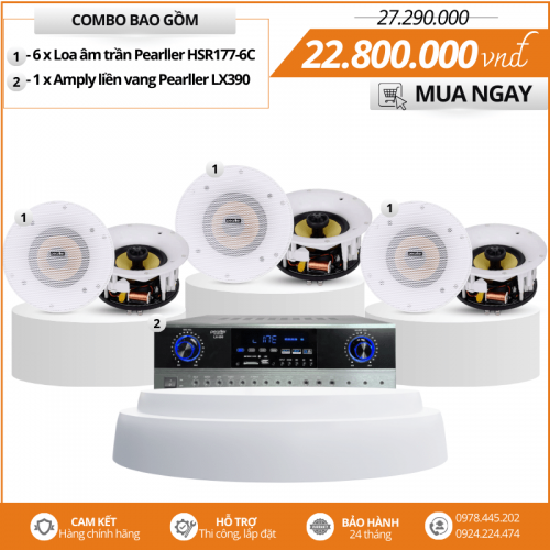 Bộ loa loa âm trần nghe nhạc hay- Pearller HSR177-6C