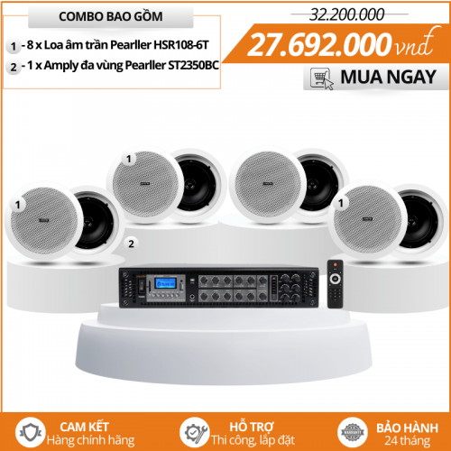 Dàn loa âm trần nghe nhạc Pearller - Loa âm trần Pearller HSR108-6T