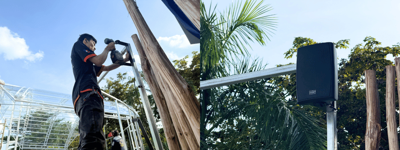 7lap dat bo loa treo tuong cho quan cafe tai long an