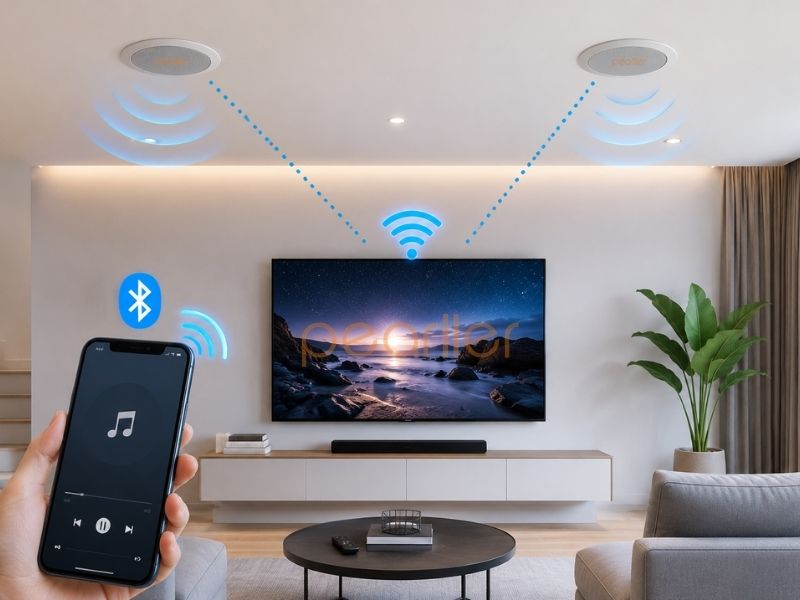 cac thao tac ket noi loa am tran bluetooth voi tivi va dien thoai