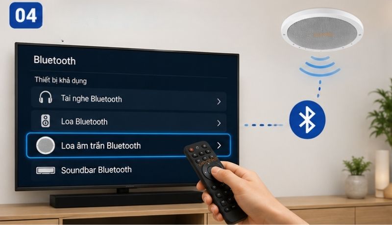 cach ket noi loa am tran bluetooth voi tivi