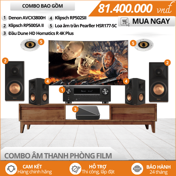 Dàn âm thanh phòng phim 5.1.2 Klipsch RP500SA II