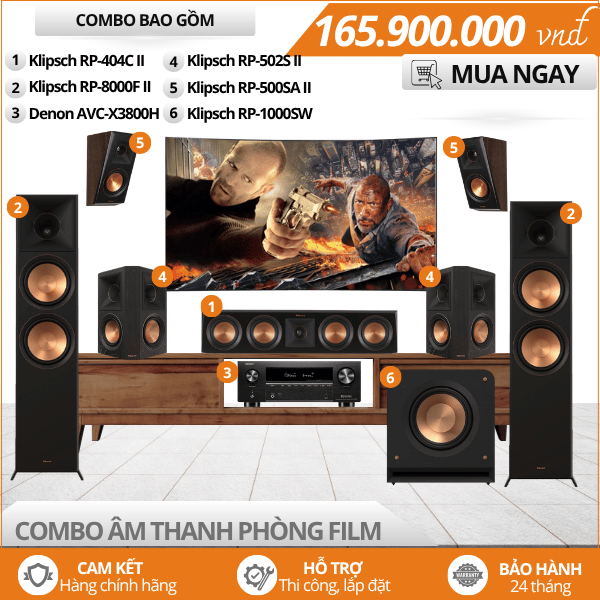 Dàn âm thanh phòng phim 7.1 tại gia Klipsch RP-8000F II