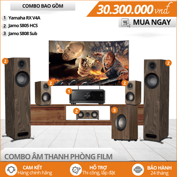 Hệ thống âm thanh phòng phim tại gia 5.1 Yamaha RX V4A - Jamo S805 HCS