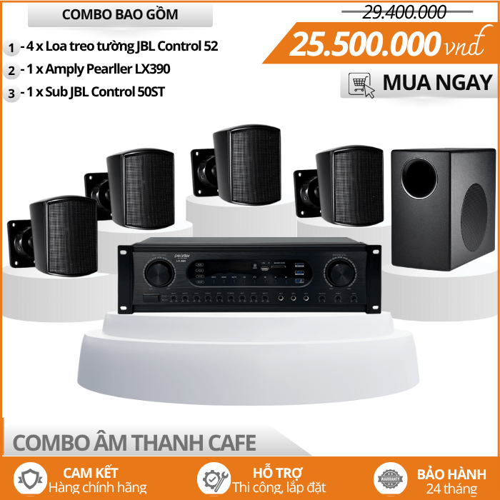 Combo 4 Loa JBL Control 52 Sub SB-2 Cho Quán Cafe