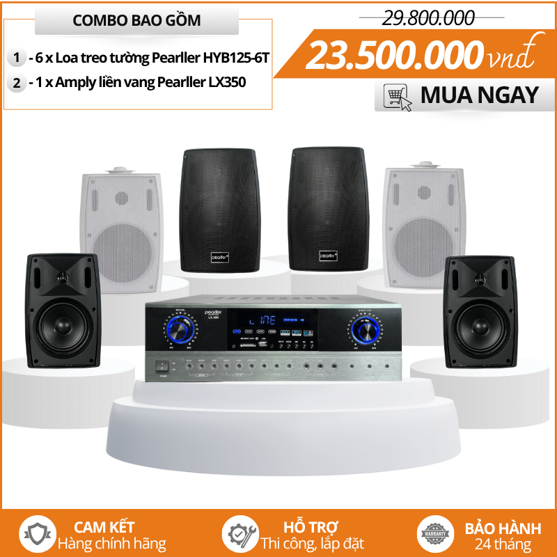 Combo 6 loa treo tường Pearller 40W - Pearller HYB125-6T