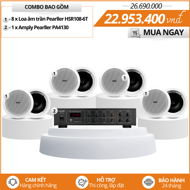 Bộ dàn loa âm trần nghe nhạc Pearller HSR108-6T