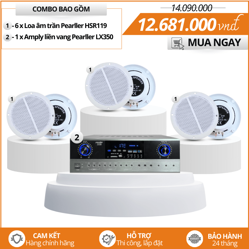 Bộ loa âm trần cho Spa - 6 Loa âm trần Pearller HSR119