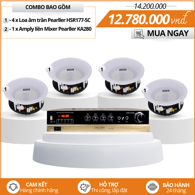 Bộ loa nghe nhạc âm trần - Bộ 4 loa âm trần Pearller HSR177-5C