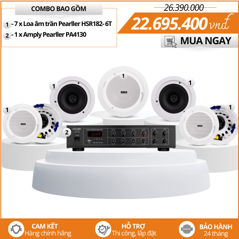 Dàn Loa Âm Trần Nhỏ Gọn Pearller HSR182-6T