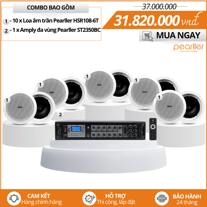 Hệ thống loa âm trần nghe nhạc Pearller - Loa âm trần Pearller HSR108-6T