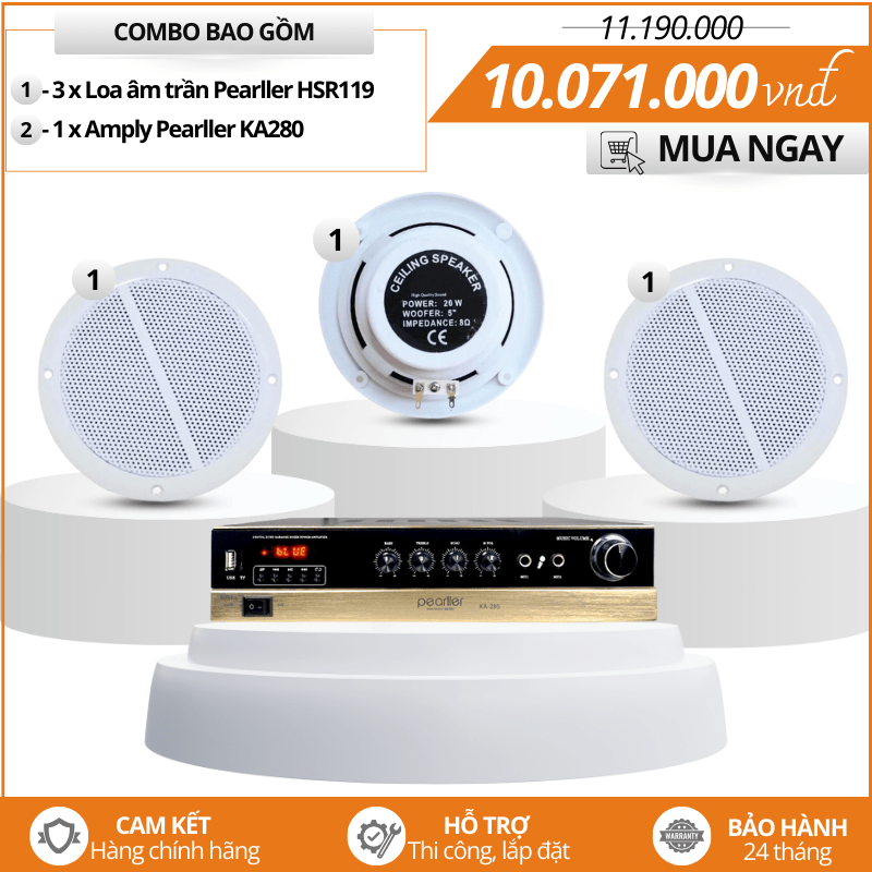 Lắp đặt loa âm trần - Bộ 3 Loa âm trần Pearller HSR119