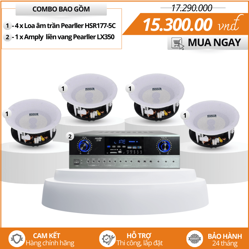 Lắp đặt loa âm trần - Bộ 4 loa âm trần Pearller HSR177-5C