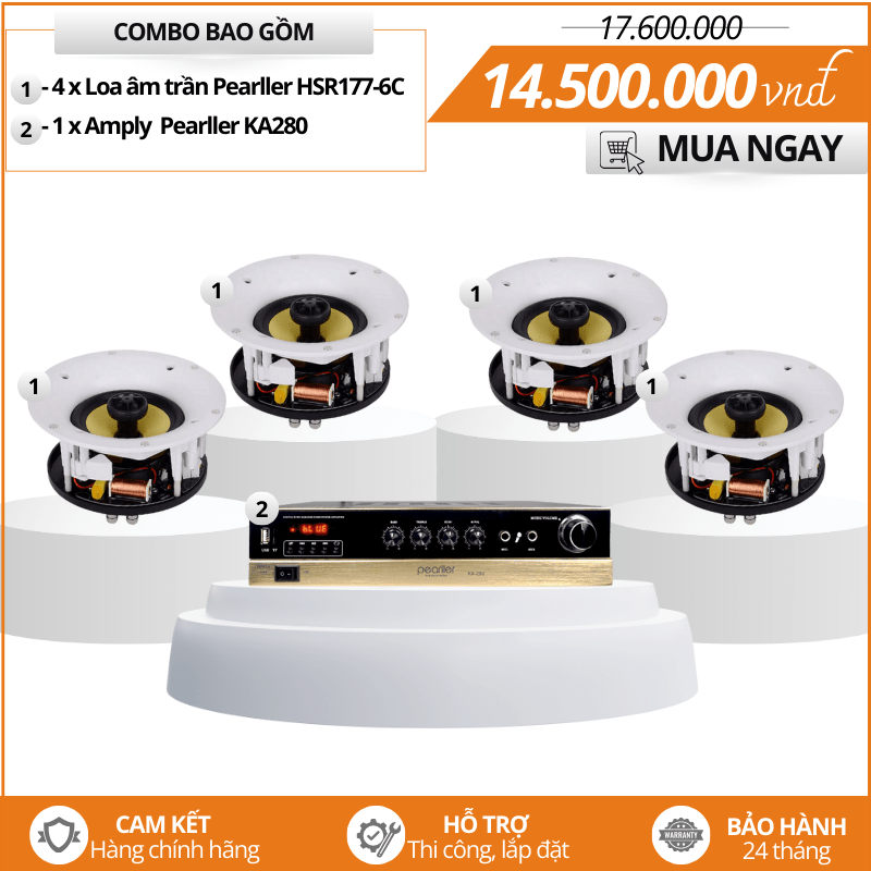 Trọn Bộ Loa Âm Trần Cao Cấp Pearller HSR177-6C