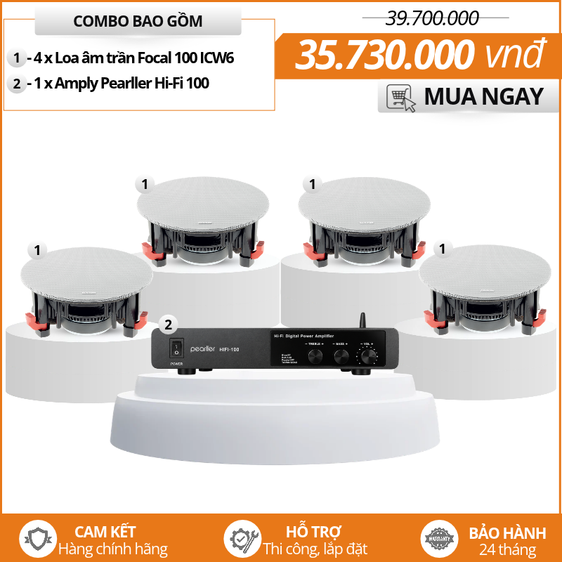 Bộ 4 loa âm trần Focal nghe nhạc hifi