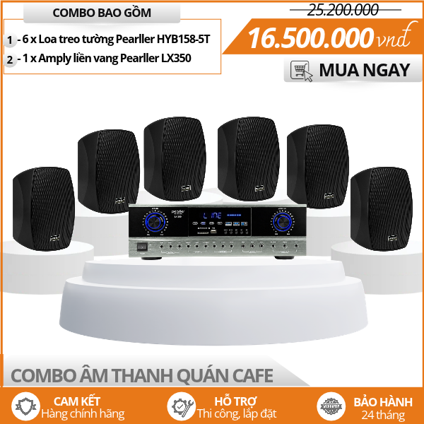 Dàn Âm Thanh Chuyên Nghiệp Cho Quán Cafe Pearller HYB158-5T
