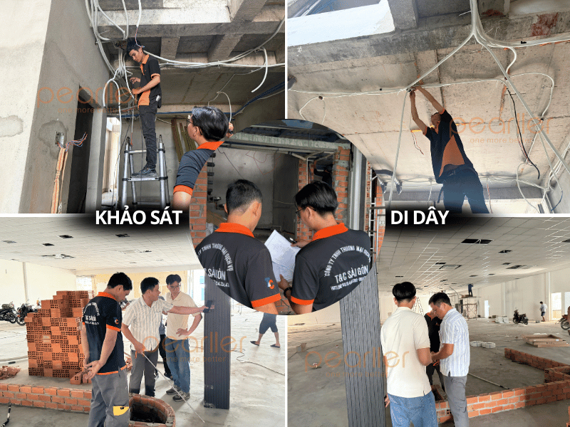 Qúa trình khảo sát mặt bằng và đi dây từ khi dự án là công trình thô