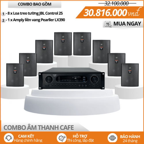 Loa treo tường JBL cho Cafe - Bộ 8 loa JBL Control 25