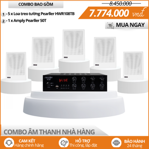 Hệ Thống Loa Mini Treo Tường Cho Nhà Hàng Pearller HWR108TB 