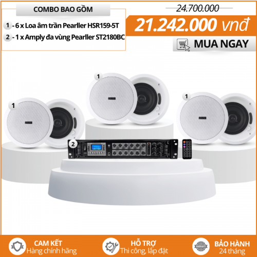 Mẫu loa âm trần nghe nhạc hay - Bộ 6 Loa Pearller HSR159-5T