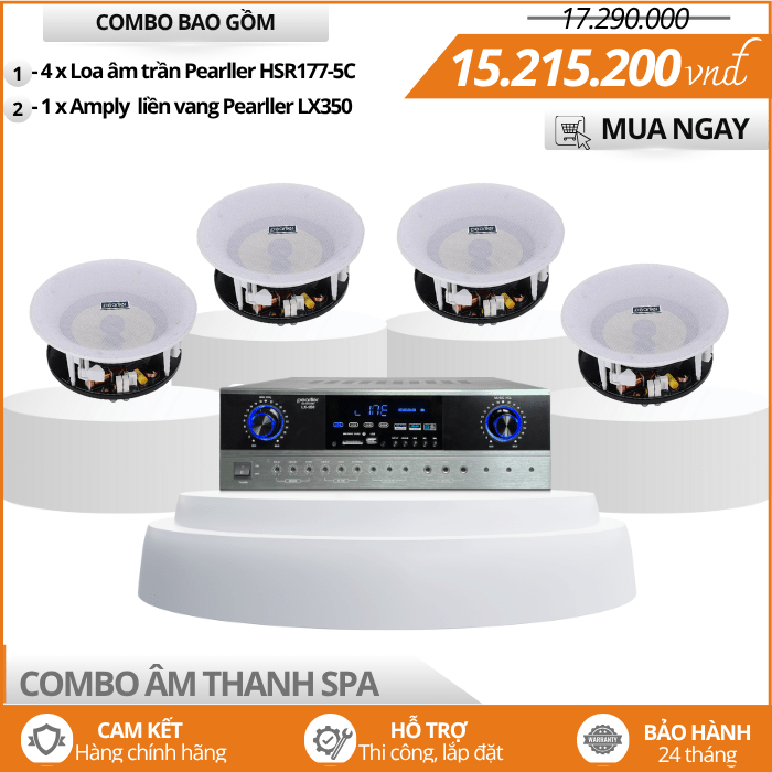 Dàn Loa Âm Trần Pearller Cho Spa - Bộ 4 loa âm trần Pearller HSR177-5C