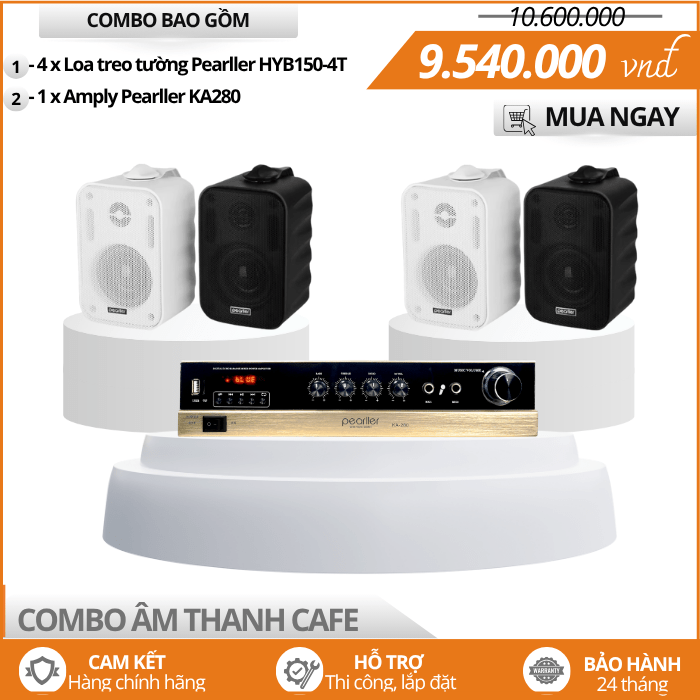 Trọn Bộ Loa Pearller HYB150-4T Nghe Nhạc Nền Cho Quán Cafe