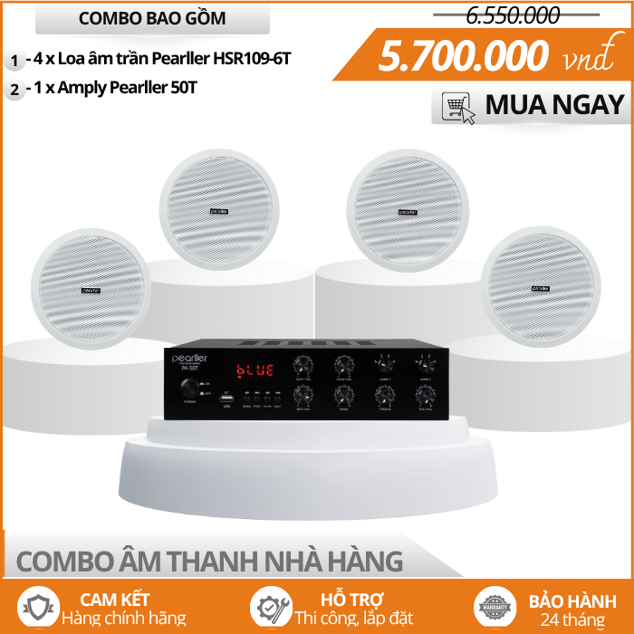 Dàn Loa Âm Trần Cho Nhà Hàng - Bộ 4 Loa Pearller HSR109-6T