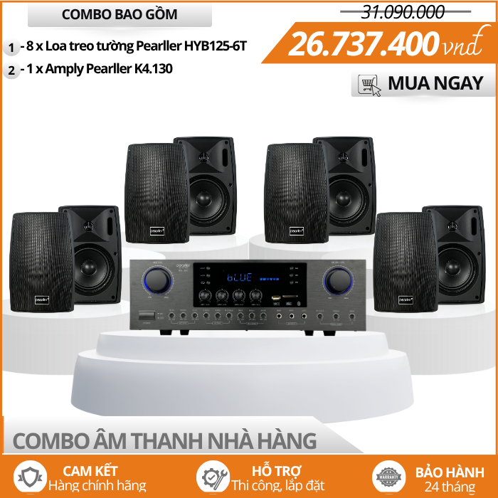 Bộ Loa Treo Tường Cho Nhà Hàng Pearller HYB125-6T