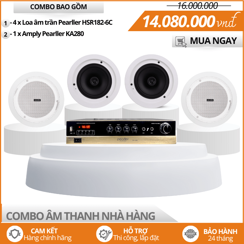Trọn Bộ Loa Nghe Nhạc Nhà Hàng Pearller HSR182-6C