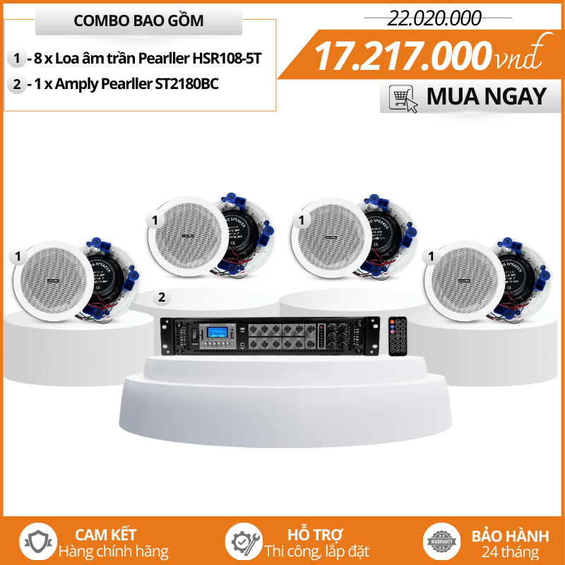 Bộ loa âm trần Pearller - Bộ 8 loa âm trần Pearller HSR108-5T