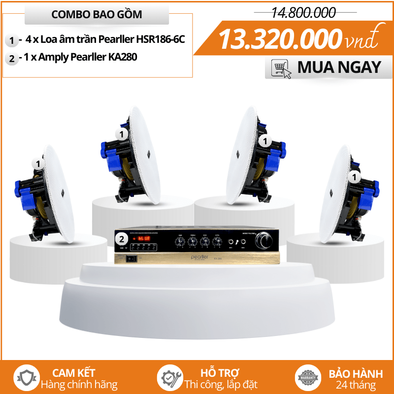 Bộ dàn loa âm trần cao cấp Pearller HSR186-6C