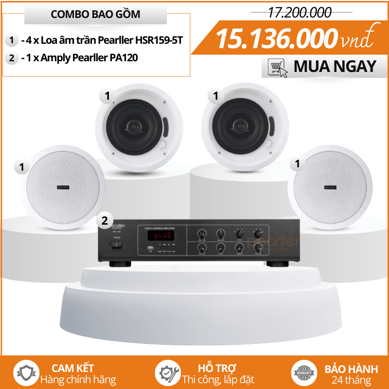 Bộ loa âm trần Pearller HSR159-5T - Loa chống ẩm cao cấp