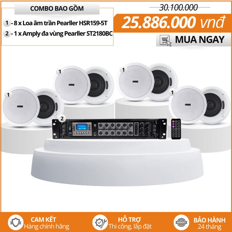 Dàn loa âm trần nghe nhạc hay -Bộ Loa gắn trần 2Way Pearller