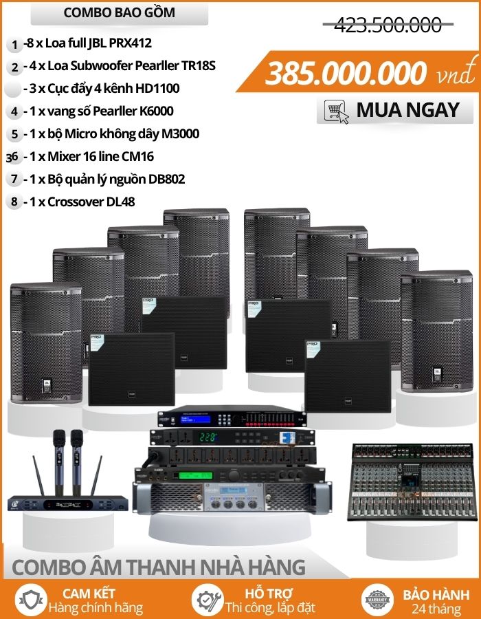 Hệ Thống Âm Thanh Nhà Hàng Chơi DJ JBL PRX412